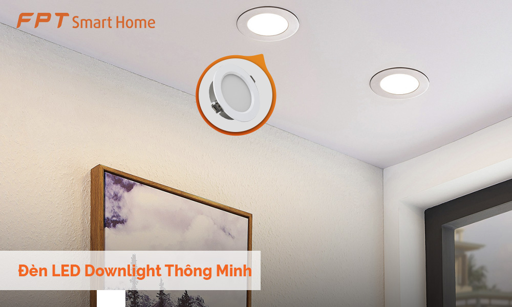 Đèn LED Downlight âm trần RGB Bluetooth 9W màu trắng